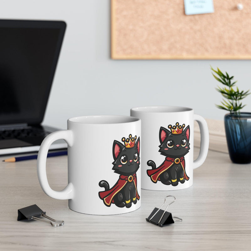 Royal Kitten Mug | Black Cat Crown & Cape 11 oz