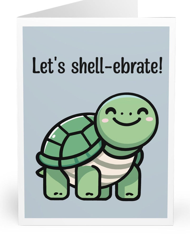 Let’s Shell-ebrate Card – Cute Turtle Pun Celebration Design