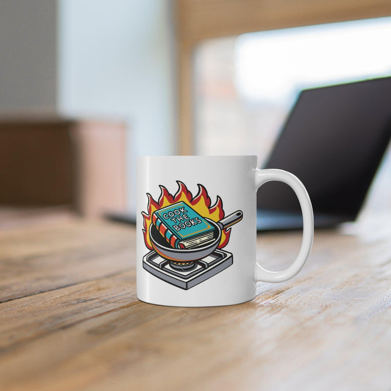 Cook the Books Mug | Punny 11 oz Cartoon Gift