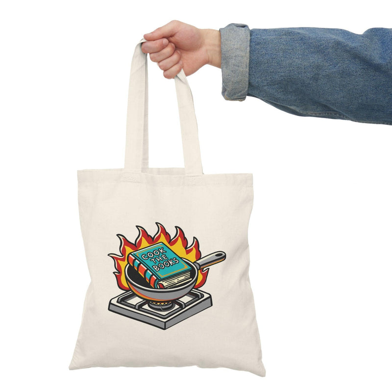 Cook the Books Tote Bag – Recycled Cotton, Funny Pun Gift
