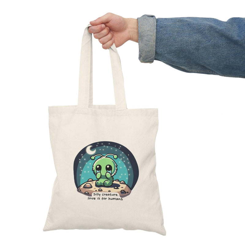 “Silly Creature” Tote – Whimsical Sad Alien Eco Bag