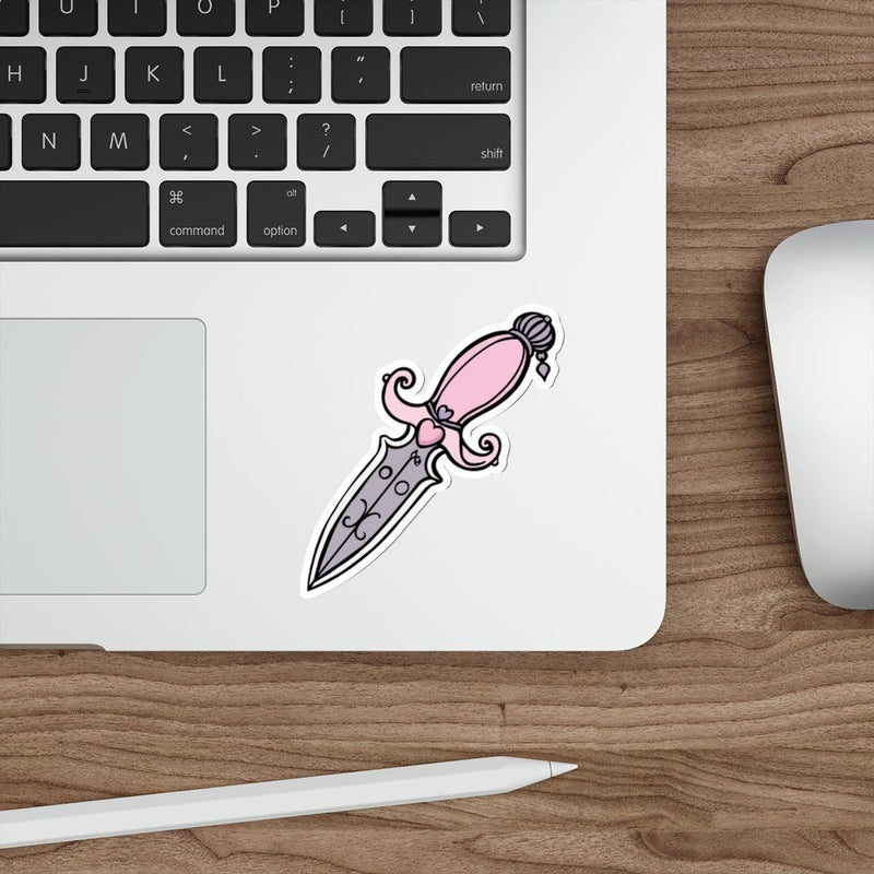 Pink Cartoon Dagger Sticker – Bold Cute Waterproof Vinyl