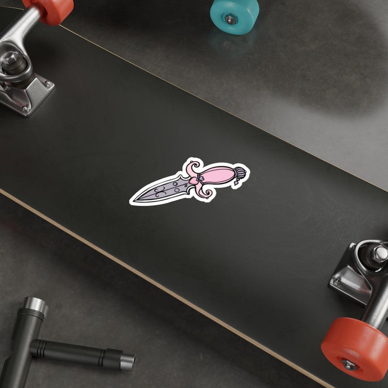 Pink Cartoon Dagger Sticker – Bold Cute Waterproof Vinyl