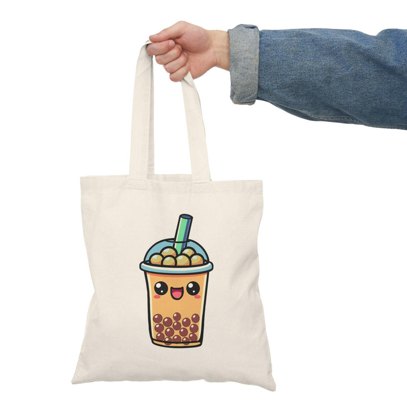 Cartoon Boba Tea Tote – Eco Cotton Bag for Bubble Lovers