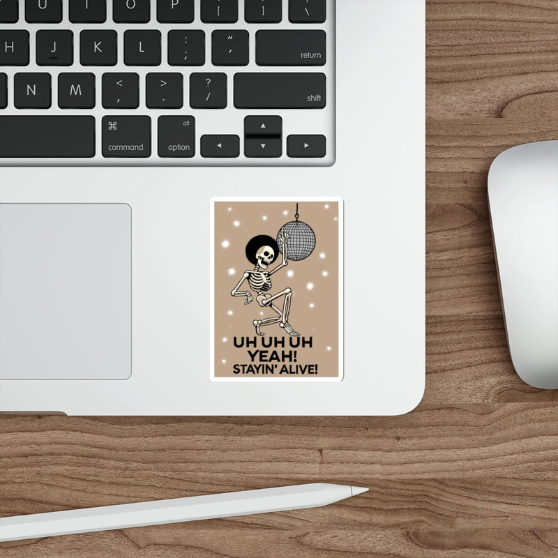 Stayin’ Alive Skeleton Disco Sticker – Funky Retro Afro