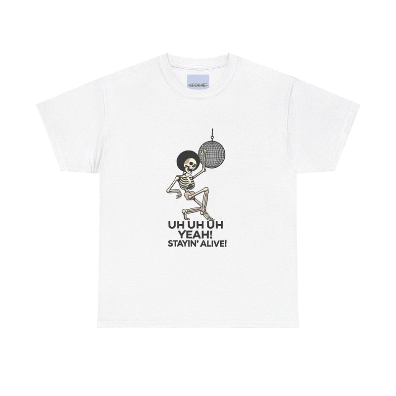 Staying Alive – Dancing Skeleton Retro T-Shirt