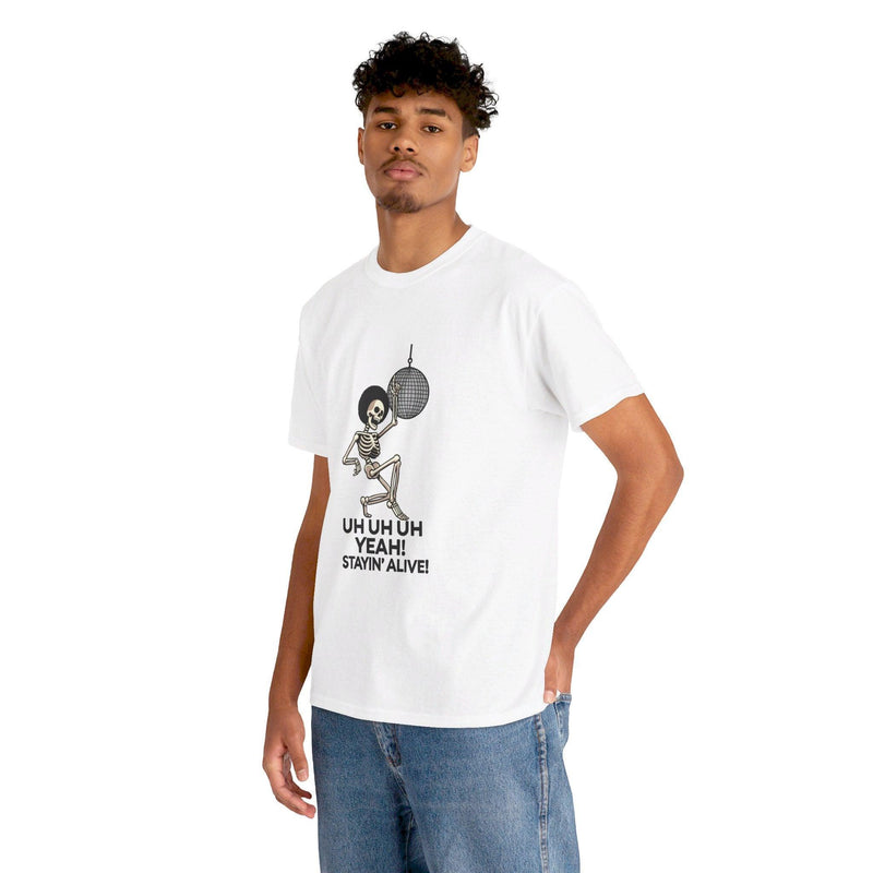 Staying Alive – Dancing Skeleton Retro T-Shirt