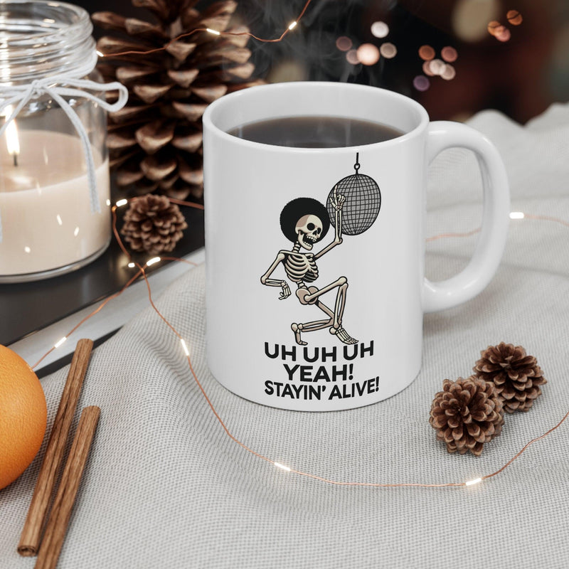 Staying Alive Dancing Skeleton Mug –  Disco Fun