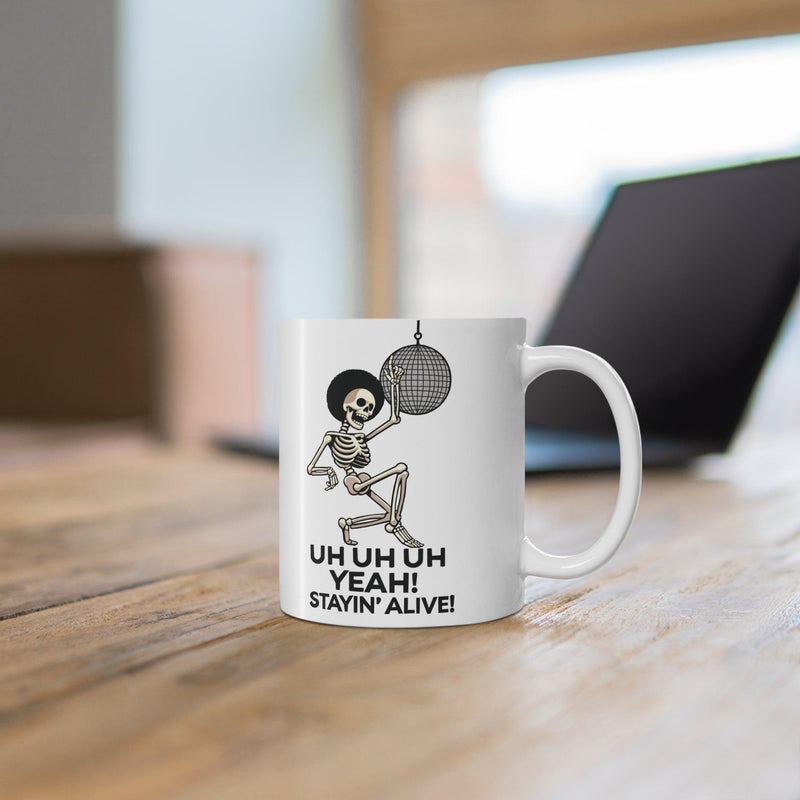 Staying Alive Dancing Skeleton Mug –  Disco Fun