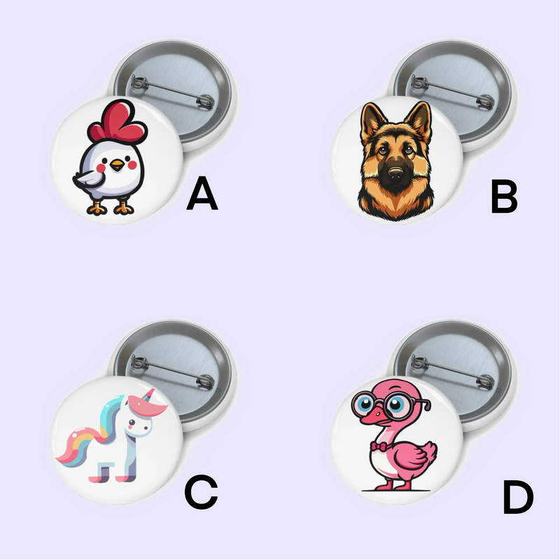 Quirky Animals Pin Badge Set