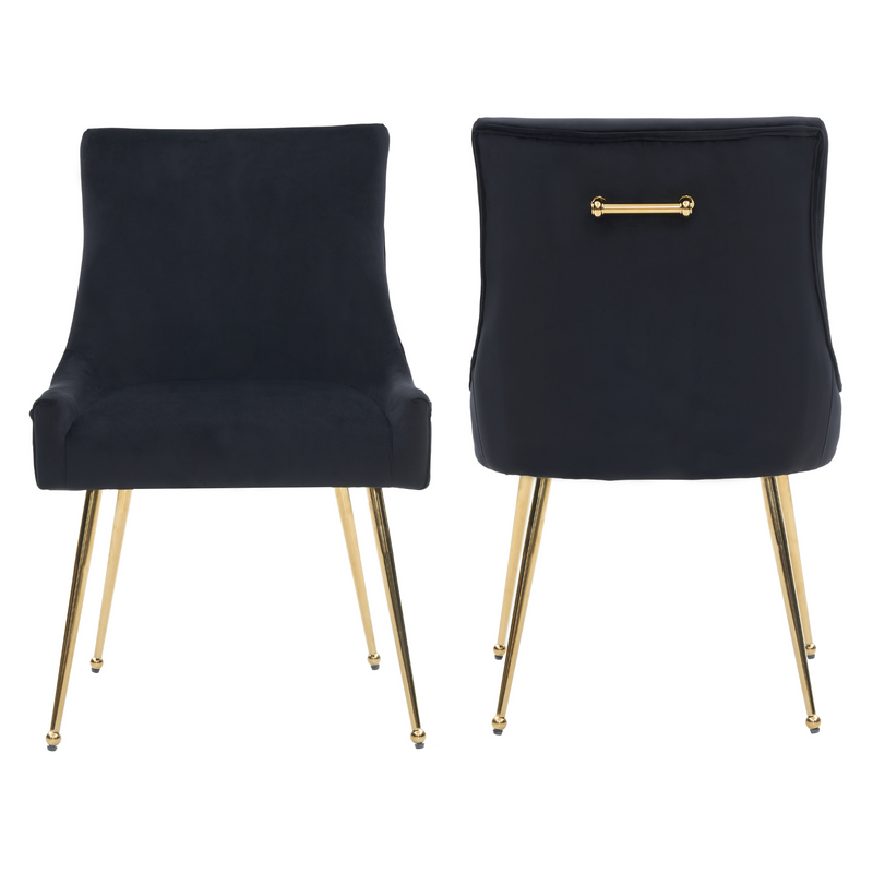 Viviana Velvet Dining Chair – Gold Legs, Ring Handle & Modern Accent
