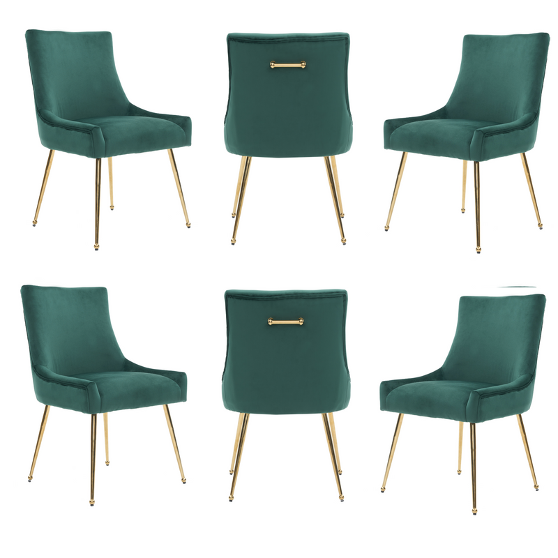 Viviana Velvet Dining Chair – Gold Legs, Ring Handle & Modern Accent