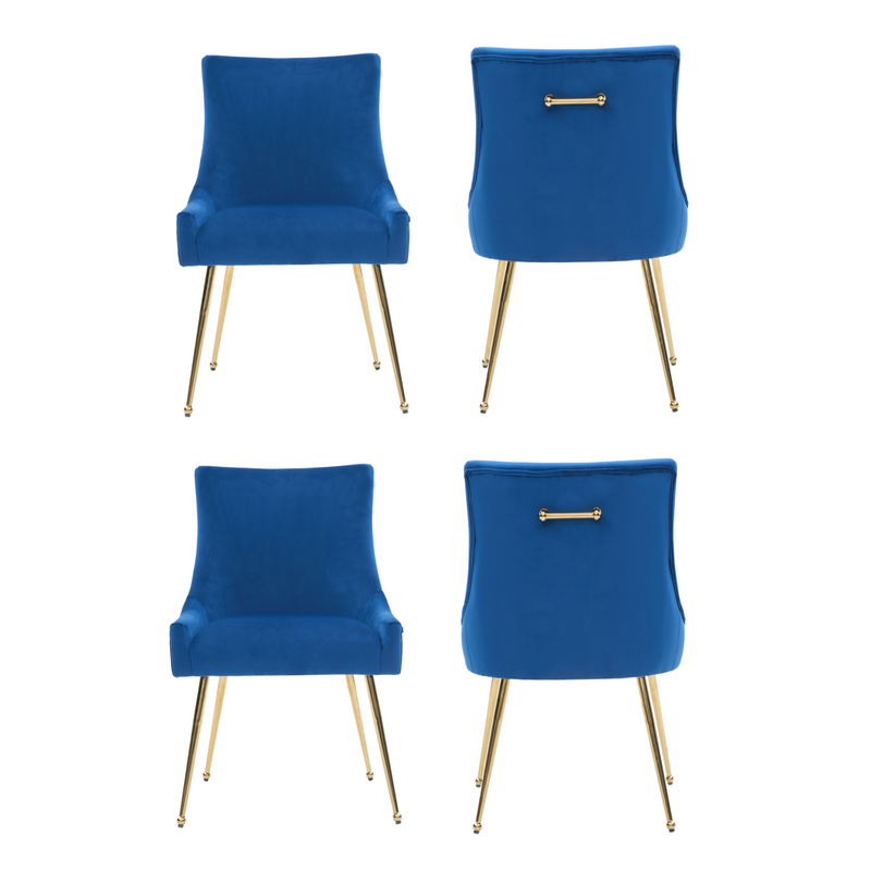 Viviana Velvet Dining Chair – Gold Legs, Ring Handle & Modern Accent