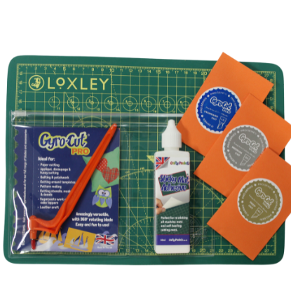 Gyro-Cut® PRO MEGA BUNDLE SET Including 3 Blades, Sticky Mat Adhesive glue and A4 cutting Mat - Standard, Medium and Deep Cut Blades