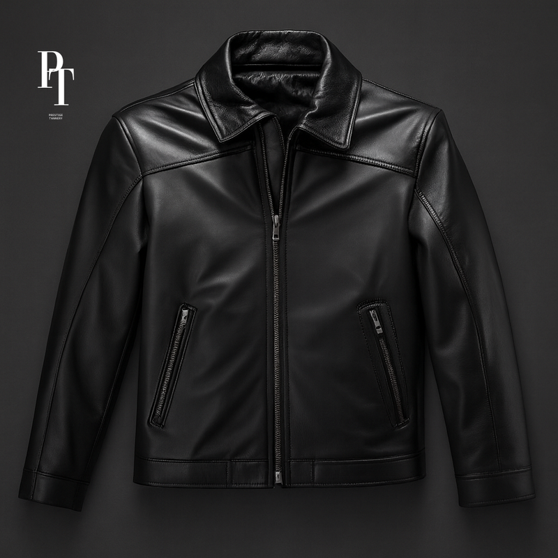 Classic Black Leather Jacket For Men
