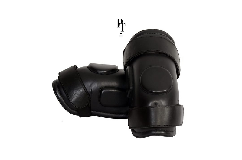 Classic Leather Black Knee Guards - Monogramed