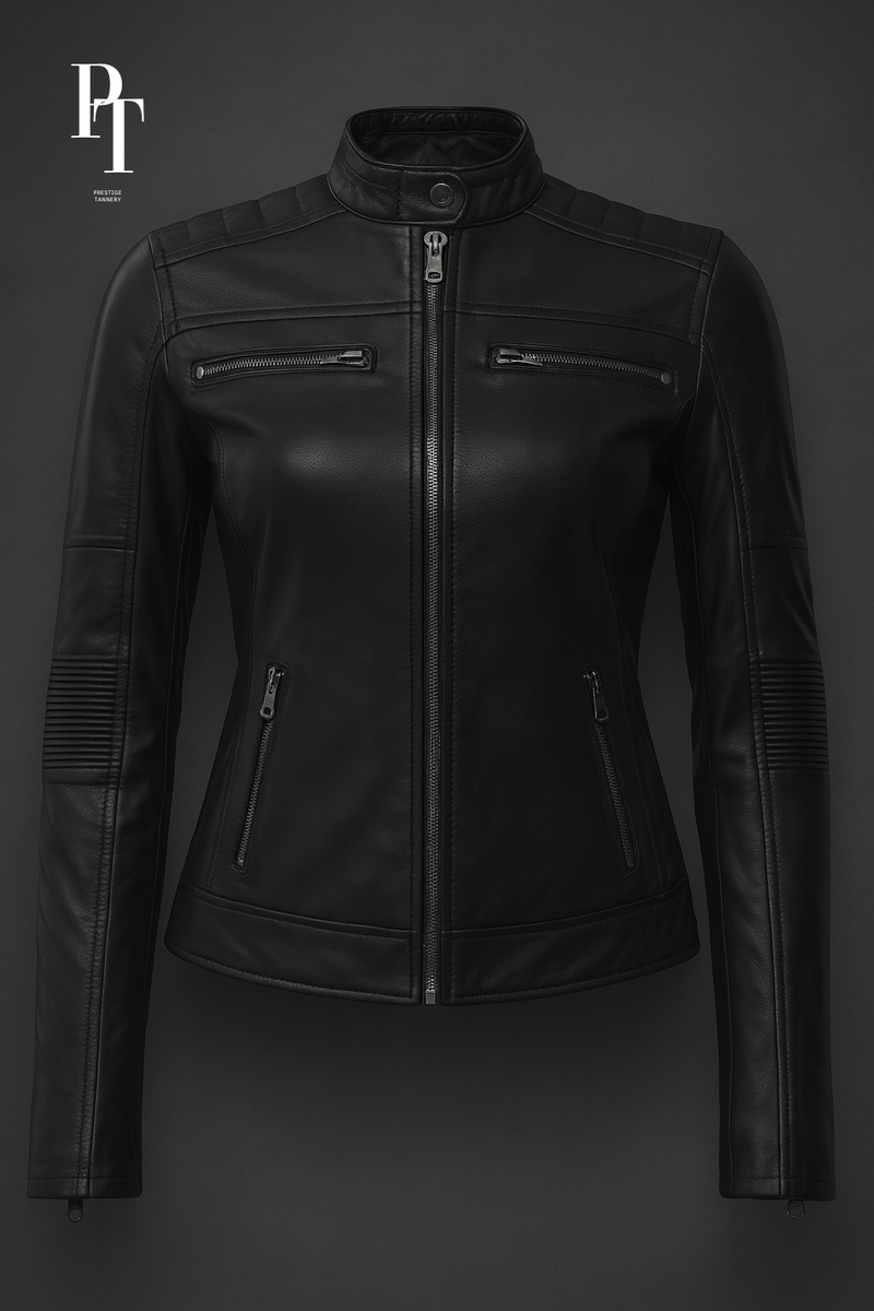 Motorcycle Leather Jacket for Women