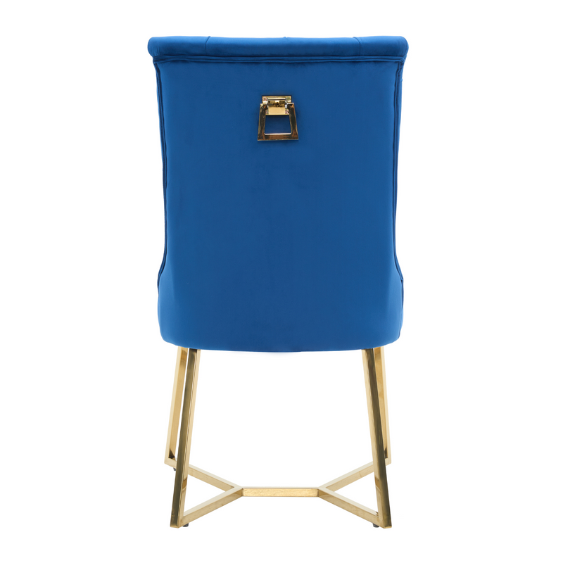 Ambra Velvet Dining Chair – Tufted Luxury Accent with Gold Legs & Ring Pull
