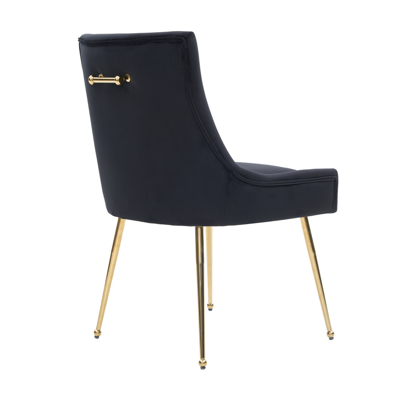 Viviana Velvet Dining Chair – Gold Legs, Ring Handle & Modern Accent