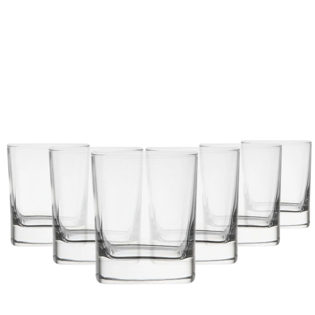 Luigi Bormioli DOF Square Glass Whisky Tumblers - 290ml - Set of 6