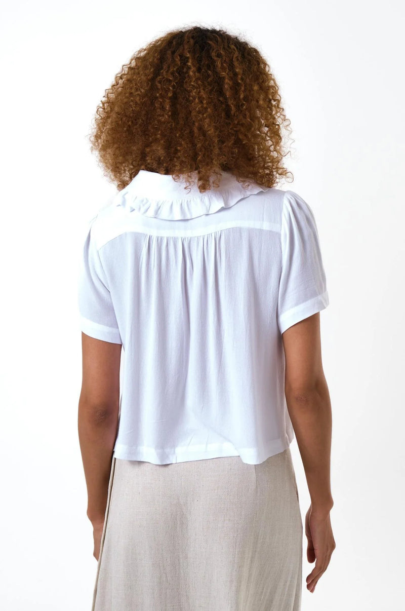Padma Ruffle Collar Short Sleeve Blouse