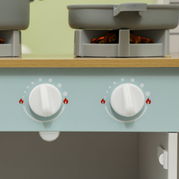 AIYAPLAY Toy Kitchen, Pretend Role Play Kitchen with Hob, Sound and Light, Coffee Machine, Ice Maker, Microwave, Oven, Storage Space, for Boys and Girls Aged 3+ Years