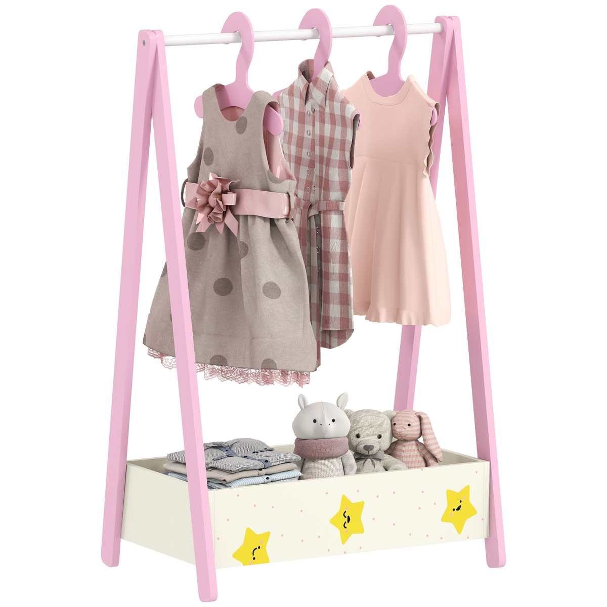 AIYAPLAY Baby Clothing Rack with Hangers, Shelf, Kids Clothes Rail ...