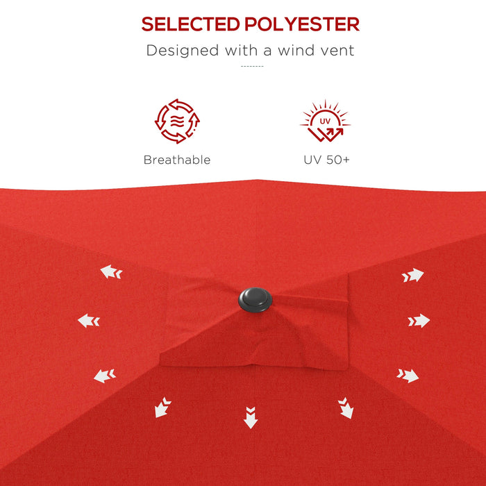 Outsunny 2 x 3(m) Garden Parasol Rectangular Market Umbrella w/ Wine Red