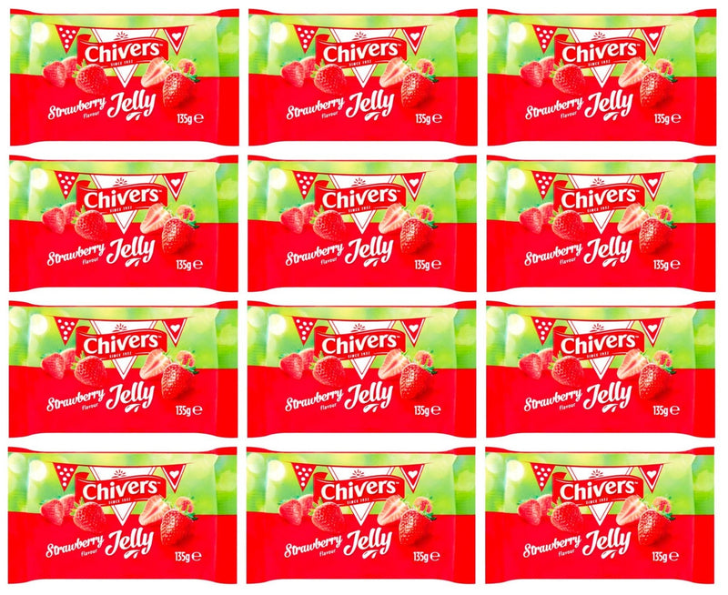 12 x Chivers Strawberry Flavour Jelly 135G