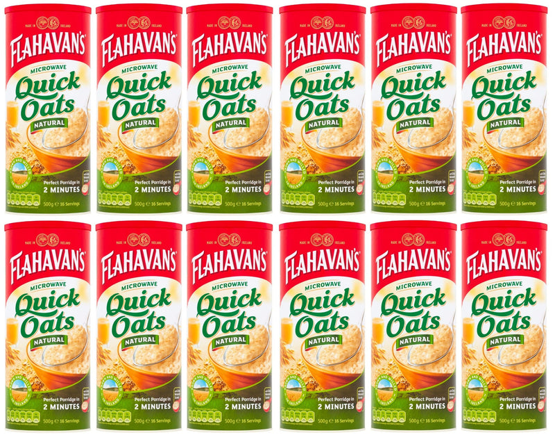 12 x Flahavan's Microwave Quick Oats Natural 500G