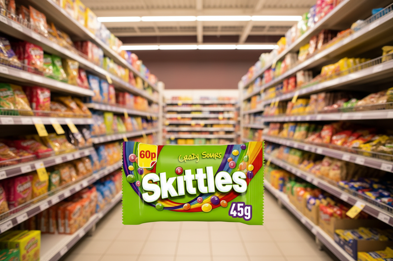 36 x Skittles Vegan Chewy Crazy Sour Sweets Fruit Flavoured  Bag 45G