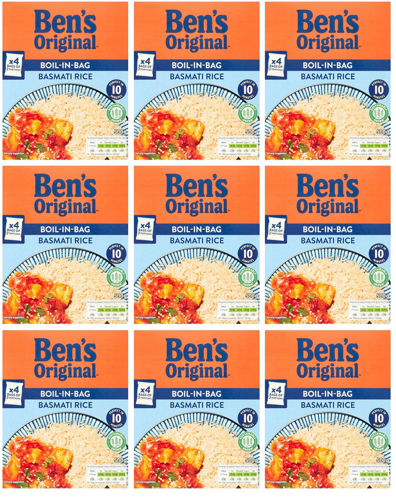 9 x Ben's Original Boil-In-Bag Basmati Rice 500G