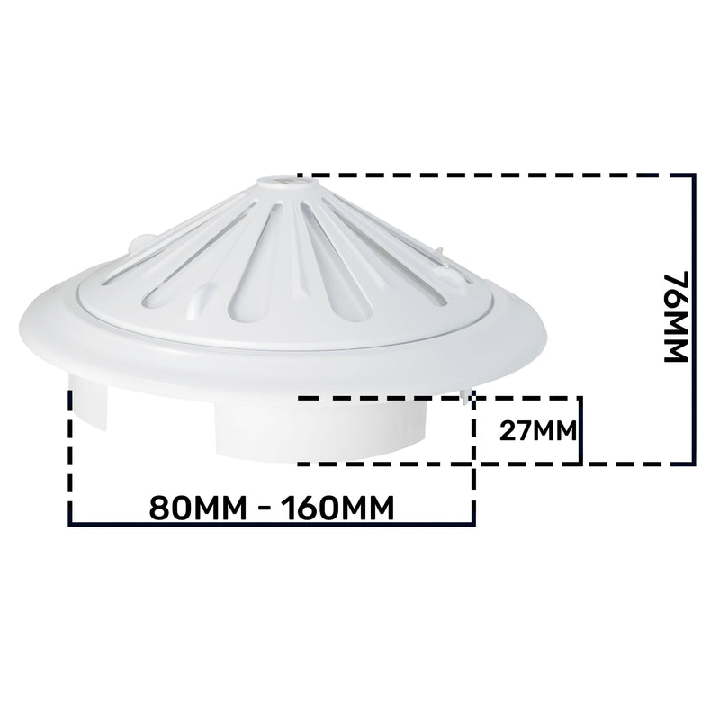 Adjustable Louvre Vent Round 80mm-160mm White
