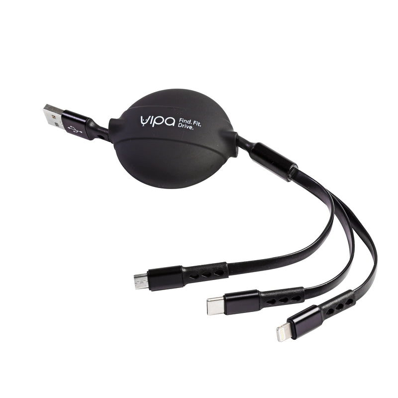 Retractable Silicone Charging Cable - 3 in 1