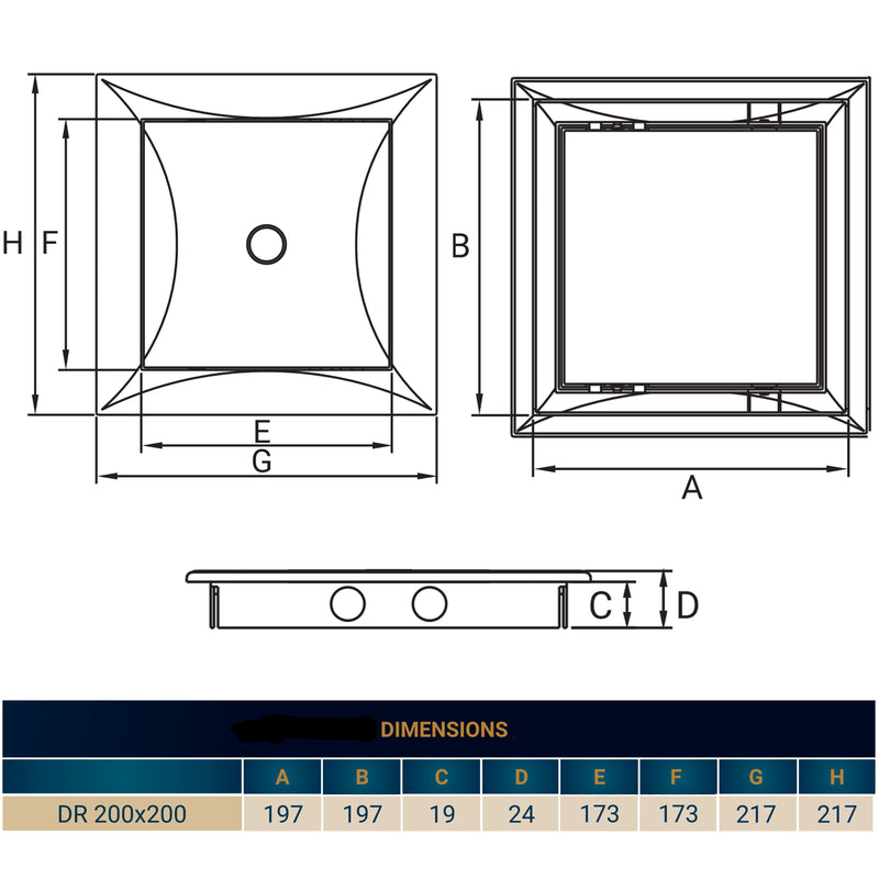 Access Panel Door PP, White 200mm x 200mm