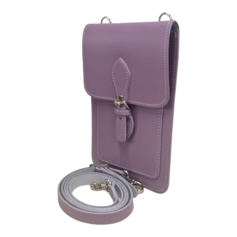 Handmade Leather Mobile Phone Pouch Plus - Pastel Violet