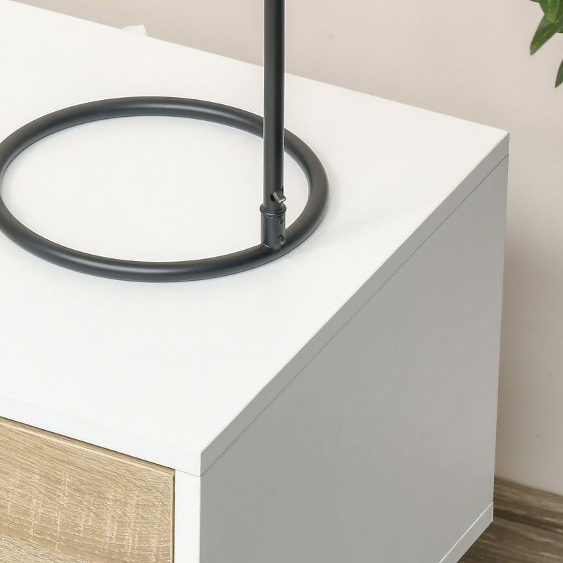 HOMCOM Set of 2 Bedside Table with Drawer & Shelf, Nightstand for Bedroom