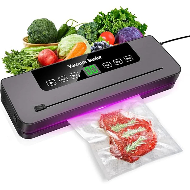 Automatic Food Vacuum Sealer Machine, 5-Mode Vacuum Sealing with Built-In Cutter & 10 Sealing Bags