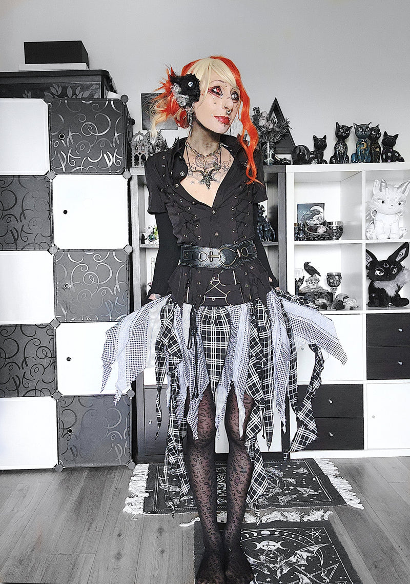 Dark in Love Morrigan Punk Patchwork Skirt