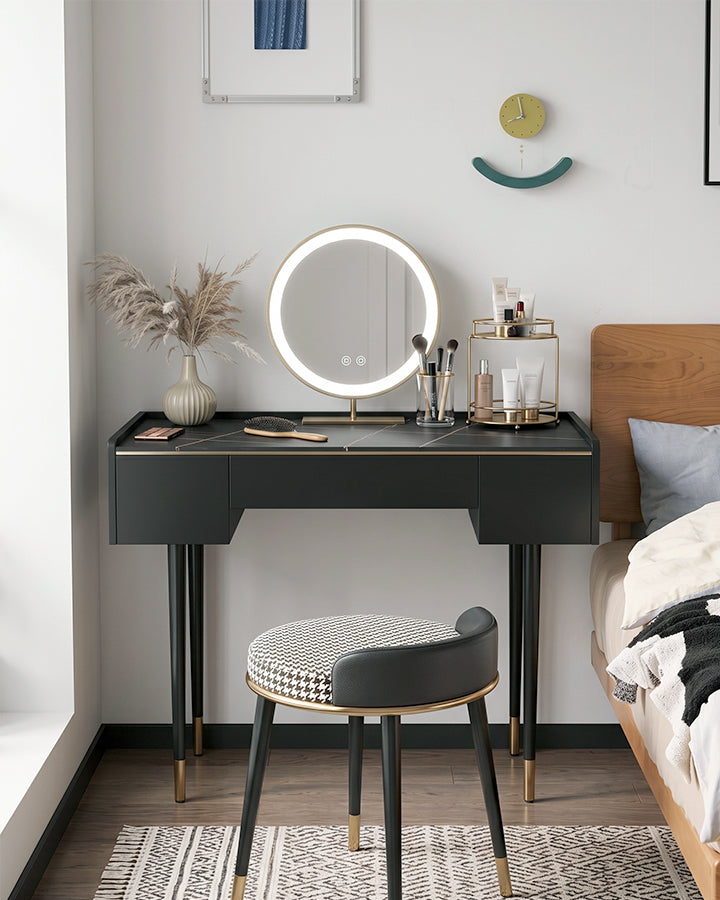 Vanity Dressing Table With LED Mirror, Clearance, Blcak