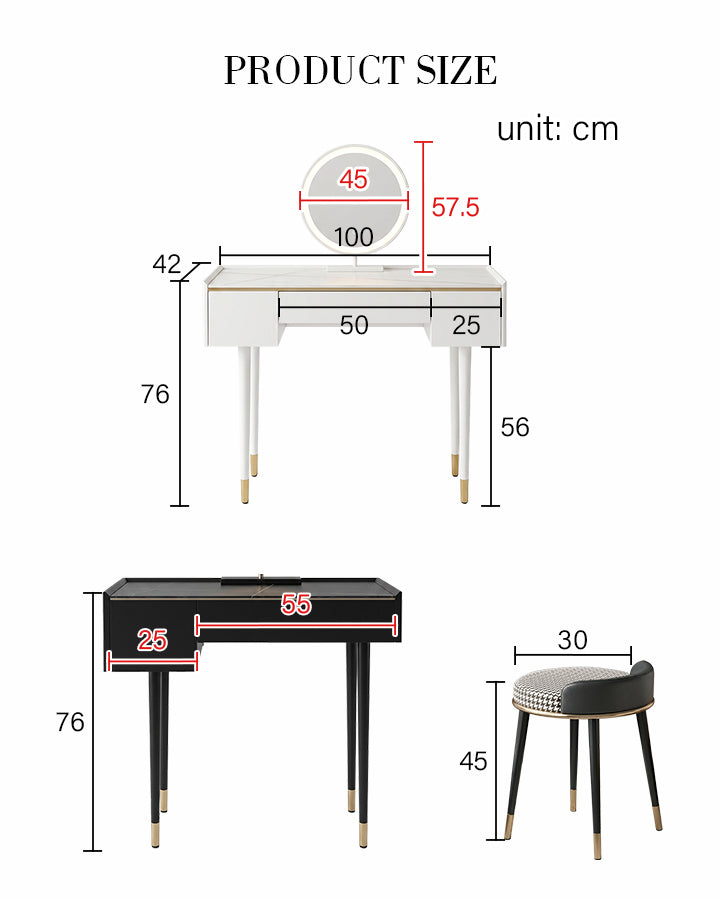 Vanity Dressing Table With LED Mirror, Clearance, Blcak