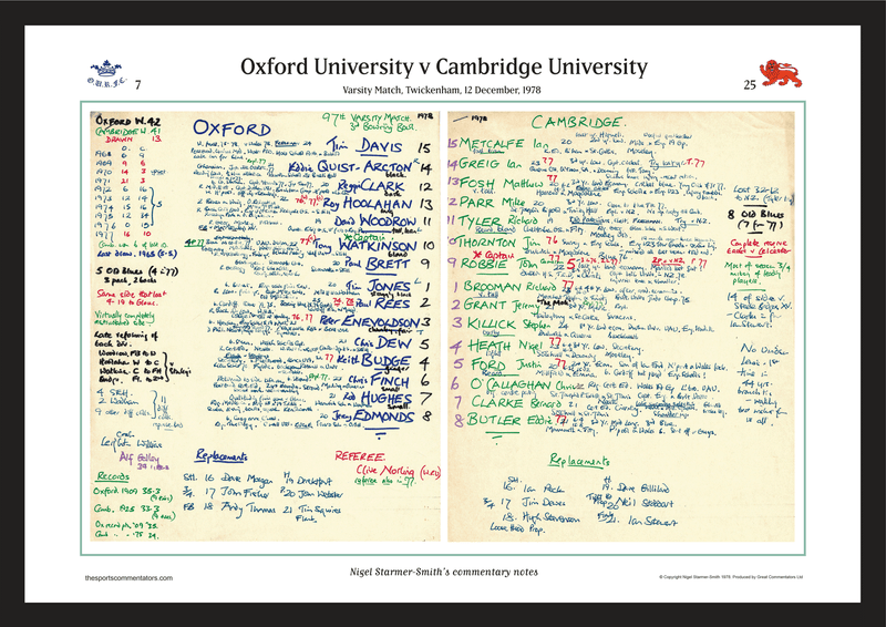 Oxford v Cambridge, Varsity Match Dec 1978 - Starmer-Smith