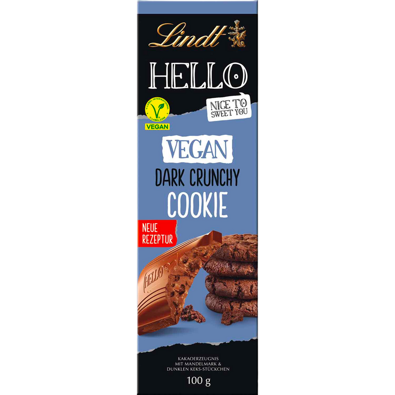 Lindt Hello VEGAN Cookie Dark Chocolate Bar | 100g