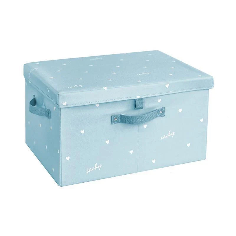 Silk Fabric Foldable Storage Box with Lid - Large Capacity Clothes Quilt Organiser