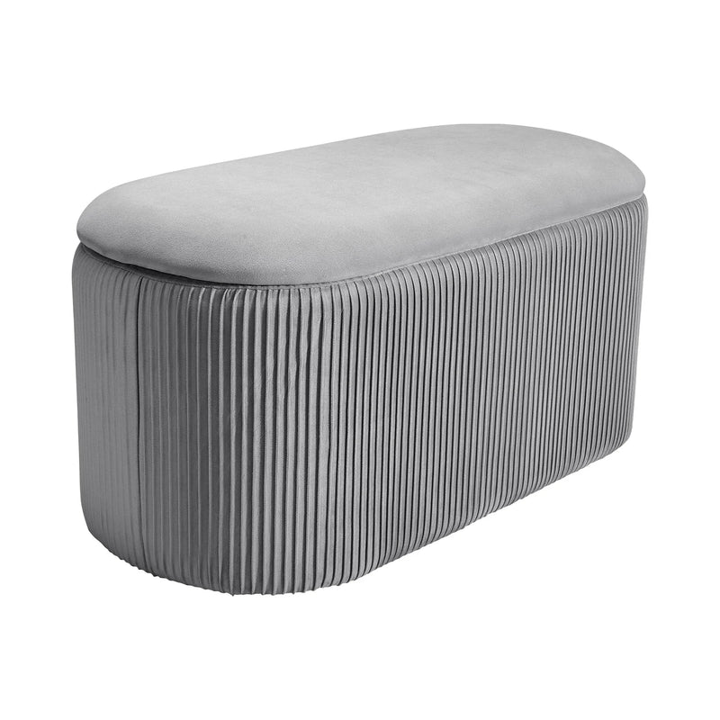 Velvet Storage Ottoman Footstool – Modern Grey Bedroom Stool Soft Chair Bench