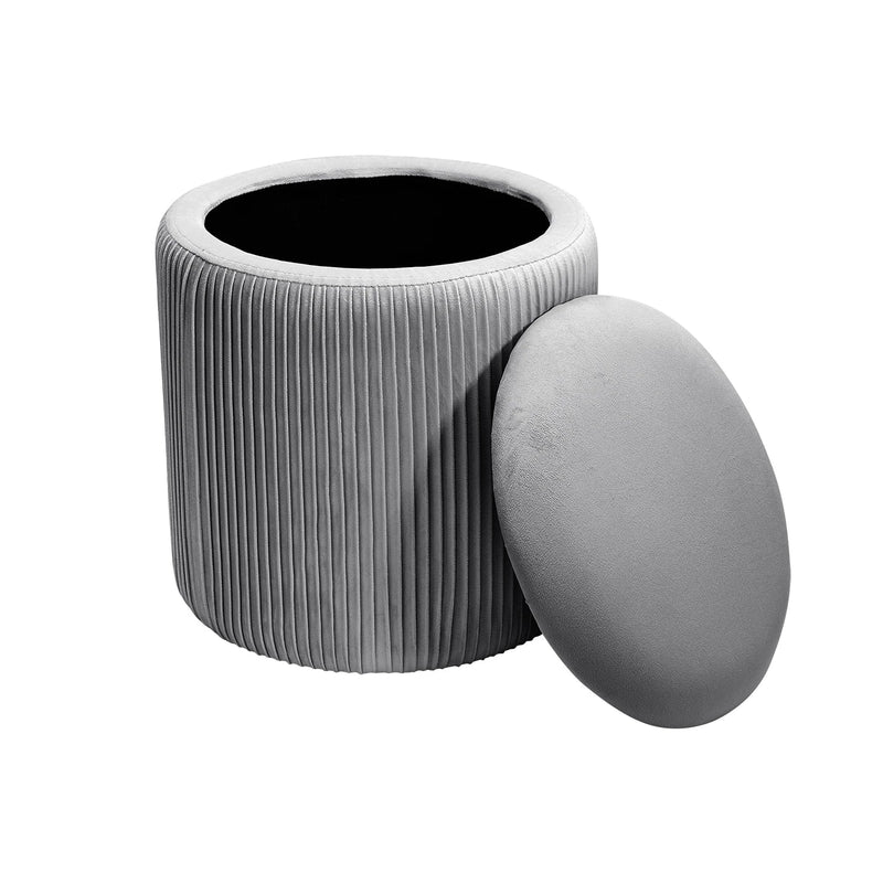 Velvet Storage Ottoman Footstool – Modern Grey Bedroom Stool Soft Chair Bench