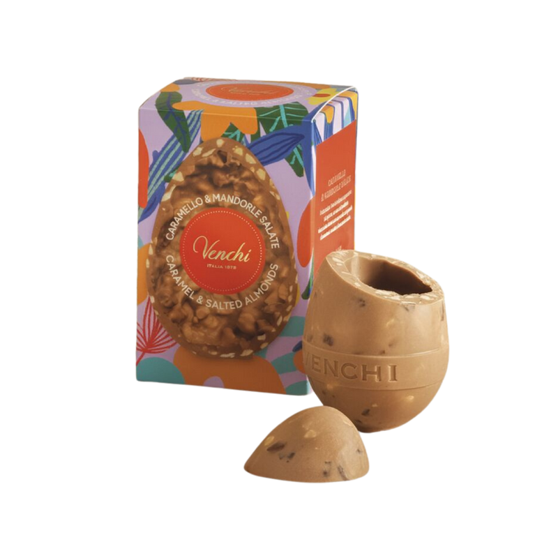 Venchi Small Easter Egg | Salted Almonds & Caramel Milk Chocolate | 70g