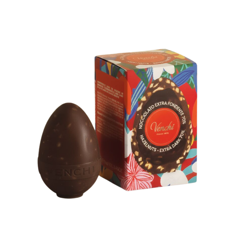 Venchi Small Easter Egg | 70% Dark Chocolate & Hazelnut | 70g