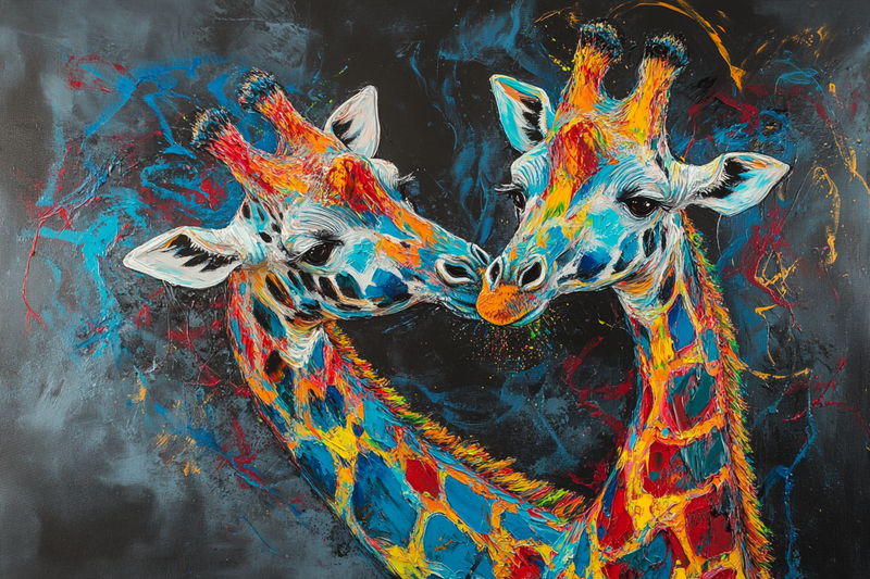 Vibrant Giraffe Duet Canvas