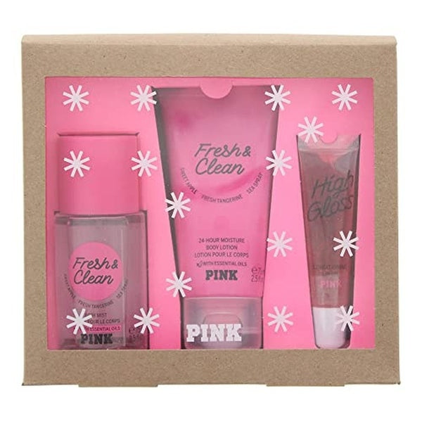 Victoria's Secret Pink Fresh & Clean Gift Set 75ml Body Mist + 75ml Body Lotion + 13ml Lip Oil